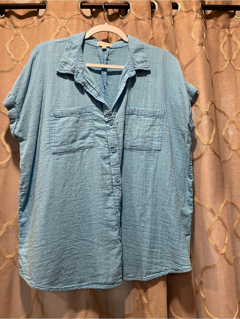 Wonderly Light Blue Short-Sleeve Button-Down Shirt